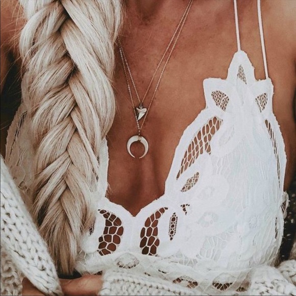 Tops - Boho Crochet Lace Bralet White bralette